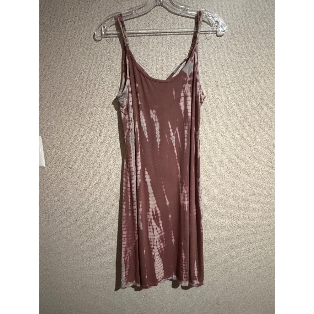 Buc-ee's Women Mauve Tie Dye Strappy Back Mini Dress Large Cotton Sleeveless